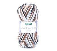 Gründl Lisa Premium Color Fil, Acrylic, Couleur Noir-Gris-Blanc, 3,5-4,5 mm