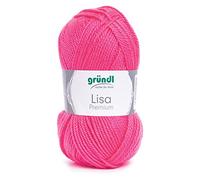 Gründl Lisa Premium Pelote de laine unicolore lavable Qualité supérieure 50 g (env. 133 m) Pour le tricot, le crochet et le métier à tisser Pour les aiguilles de 3-4 mm Leuchtpink