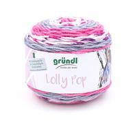 Gründl Lolly Pop Fil à crochet et à tricoter (laine universelle et lavable 100% polyacrylique, 150 g/m240 m, épaisseur des aiguilles 5-6, 150 g), grenat fresie-étain-blanc color