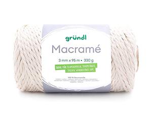 Gründl Macramé Fil, Coton, Naturel, ca. 95 m, Set Pièces
