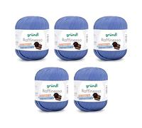 Gründl Raffinessa Fil de papier - Raffia - Fil en papier 100% viscose pour le tressage de l'osier - 5 x 100 g/120 m - Bleuet