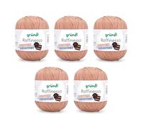 Gründl Raffinessa - Fil de papier - Raffia - Fil en papier 100% viscose pour le tressage de l'osier - 5 x 100 g/120 m - Marron clair