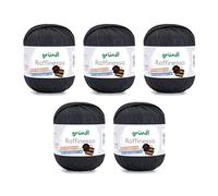 Gründl Raffinessa - Fil de papier - Raffia - Fil en papier 100% viscose pour le tressage de l'osier - 5 x 100 g/120 m - Noir