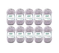 Gründl Cotton Fun fil à tricoter/ fil à crocheter (fil doux en 100% coton, certifié OEKO-TEX, 50 g/115 m, taille d'aiguille : 3-4, 10 pelotes à 50 g), gris clair