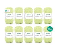 Gründl Wolle Cotton Fun - Wolle zum Häkeln - Strickgarn - Häkelgarn - Pflegeleicht und hautfreundlich - 100 % Baumwolle - 10 Knäuel 50 g / 115 m - Nadelstärke 3 - 4 - vert clair