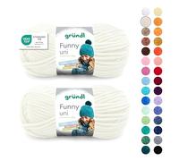 Gründl Wolle Funny uni - laine chenille douce pour le crochet - fil chenille 100% polyester, 2 pelotes (100 g/ 120 m, taille des aiguilles : 5-6) - crème, Creme