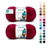 Gründl Wolle Funny uni - laine chenille douce pour le crochet - fil chenille 100% polyester, 2 pelotes (100 g/ 120 m, taille des aiguilles : 5-6) - Bordeaux