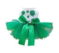 Gruenes Tutu Kleid aus Polyester, Haustierkleid mit Schleife und Kleeblattmotiv - Haustier Artikel, Einsatz fuer kleine Hunde Katzen, praktisch im Alltag, Reise, Pflege oder Zuhause (2)