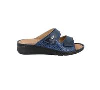 GRÜNLAND Femme DAMI Chausson Confort avec Fermeture Double Velcro, Conforma, Semelle intérieure Amovible en liège et Cuir et Coutures Faites Main, Avio, 38 EU