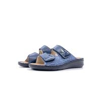 GRÜNLAND Femme DAMI Chausson Confort avec Fermeture Double Velcro, Conforma, Semelle intérieure Amovible en liège et Cuir et Coutures Faites Main, Avio, 36 EU