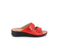 GRÜNLAND Femme DAMI Chausson Confort avec Fermeture Double Velcro, Conforma, Semelle intérieure Amovible en liège et Cuir et Coutures Faites Main, Rouge, 42 EU