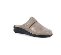 GRÜNLAND Femme DAMI Chausson Confort Extensible à Bout fermé, Conforma, Semelle intérieure Amovible en liège et Cuir et Coutures Faites Main, Taupe, 41 EU