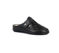GRÜNLAND Femme DAMI Chausson Confort Extensible à Bout fermé, Conforma, Semelle intérieure Amovible en liège et Cuir et Coutures Faites Main, Noir, 40 EU