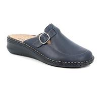 GRÜNLAND Femme DAMI Chausson Confort fermé véritable, intérieure Amovible en liège et Cuir, Semelle Conforma et Coutures Faites Main, Bleu, 35 EU
