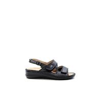 GRÜNLAND Femme DAMI Sandale Confort à Double Bride, intérieure Amovible en liège et Cuir, Semelle Conforma et Coutures Faites Main, Noir, 37 EU