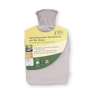 GRÜNSPECHT Bouillotte en caoutchouc naturel avec 100% coton bio gris GOTS grande taille pour adulte (645-00)