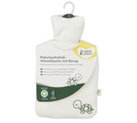 GRÜNSPECHT Bouillotte en caoutchouc naturel avec petite bouillotte blanche 100 % coton bio GOTS pour enfants et adultes (644-00)