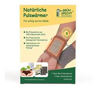 GRÜNSPECHT Chauffe-impulsions naturelles 100% coton (kbA) avec 1 paire de chauffe-mains, mains chaudes en déplacement, pansements chauffants, taille universelle, gris, 1 paire (145-V2)