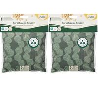 GRÜNSPECHT Coussin chauffant en noyaux de cerises - 19 x 19 cm - Pour la nuque, le ventre et le dos - Housse 100% coton - Pour micro-ondes et four - Vert (100-V7) (Lot de 2)