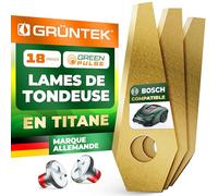 GRÜNTEK 18 Lames de Tondeuses Robots compatible Bosch. Lames de Rechange Bosch en Acier Inox et Titane. Haute Précision et Durée
