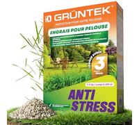 GRÜNTEK Anti-Stress Engrais Gazon Été Automne Hiver NPK 15-5-24 - Engrais Pelouse Longue Durée 3 Mois, Protection Chaleur Sécheresse Gel - Engrais Universel Jardin Tomate Fraisier Rosier - 2,5 kg
