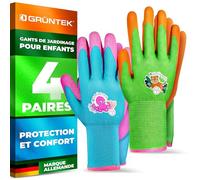 GRÜNTEK Gants Jardinaje Enfant - Gants de Jardinage Bricolage Sécurité Enfant - Taille 5 (5-6 Ans)