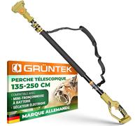GRÜNTEK Scie Perche Télescopique - Rallonge Mini-Tronçonneuse | Perche Tronçonneuse et Sécateur 135-250 cm pour Élagage et Taille Branches en Hauteur