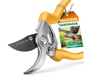 GRÜNTEK Sécateur de Jardin Lame Franche Cisaille Haies Fleurs Jardinage Coupe Branches Bypass Ergonomique Outil de jardinage professionnel