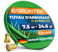 GRÜNTEK Tuyau d'arrosage perforé Arroseur à Pulvérisation fine pour Jardin et Gazon étroits et longs. Tuyau de 7.5 m avec raccords en laiton