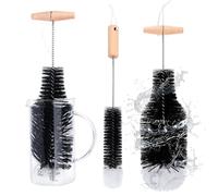 GrünWerk 2 PCS Goupillon Bouteille, 33cm Goupillon Gourde INOX Brosses De pour Biberon, Tasse, Verre,Brosse Nettoyage Gourde(Noir)