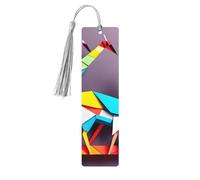 Grues en papier origami multicolores - 1 marque-page en bois - Pompons colorés - Accessoires de décoration pour les amateurs de livres