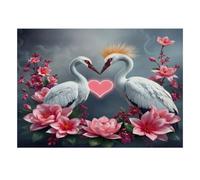 Grues Fleurs Cœur Puzzle 1000 Pièces Mini pour Adultes | 52x38cm Carton Décor de Chambre Coupe Précise Cadeau Anniversaire Détente