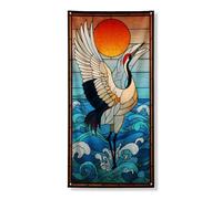 Grues Ocean Waves Housse de porte décorative colorée style vintage pour intérieur et extérieur, printemps été vacances 91,4 x 183 cm