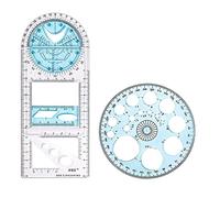 Gruita 2 PièCes RèGle GéOméTrique Multifonctionnelle Outil de Dessin de Cercle en Plastique ModèLes de RéDaction Outils de Graphique Clairs
