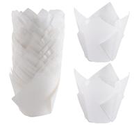 Gruita 50 Pièces de Doublures de Cupcakes, Doublures de Cupcakes et de Muffins en Papier de Cuisson Tulipe, Moules de Cuisson Non Blanchis, Cupcakes Blancs, Faciles à Utiliser