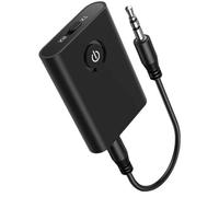 Gruita Adaptateur Bluetooth 5.3 pour Avion vers 2 Écouteurs sans Fil, Prise Jack 3,5 Mm, Émetteur-Récepteur Bluetooth en Vol pour TV