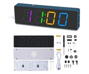 Gruita Ensemble de Pratique de Soudage Kit D'Horloge Numérique à 4 Chiffres avec Modes Colorés RVB, Projet D'Horloge à Affichage DIY