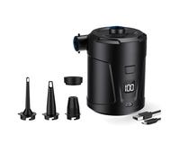 Gruita Pompe à Air Électrique de Charge USB 5200mAh Mini Pompe de Gonflage Dégonflage 4300Pa 3 Buses pour Coussins Gonflables Pneumatiques