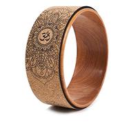 Gruita Roue de Yoga en LièGe pour Les Poses de Yoga et Les Plis Inversions Effet Bois et Impression de Mandala, Roue D'Accessoires de Yoga