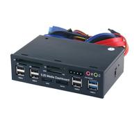 Gruita Tableau de Bord Multimédia de 5,25 Pouces avec Lecteur Multi-Cartes SATA USB 2.0/3.0 E-SATA pour Ordinateurs de Bureau