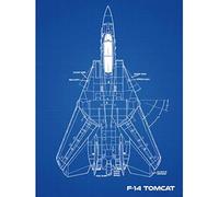 Grumman F-14 Tomcat US Fighter Aicraft Blueprint Plan Unframed Wall Art Print Poster Home Decor Premium Combattant Bleu Mur Affiche Accueil Dco