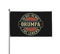 Grumpa Best Wise The Legend Funny Grandpa Drapeau décoratif d'extérieur de qualité supérieure 0,9 x 1,5 m - Couleurs vives, coupe-vent et résistant à l'eau - Idéal pour le jardin et les événements