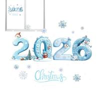 Grumpes de fenêtre de Noël - 2026 Noël - Autocollants de flocons de neige réutilisables - Autocollants statiques en verre | Décorations de fenêtre de vacances pour maison, porte, magasin