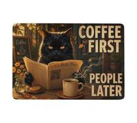 Grumpy Black Cat Coffee Poster Tapis 150 x 100 cm, Doux et Antidérapant | Tapis de chambre avec entretien facile à la main; ajoute une touche douce et décorative; près du lit ou du canapé