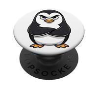 Grumpy Cartoon Pingouin avec Bras croisés PopSockets PopGrip Adhésif