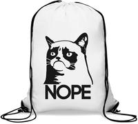 Grumpy Cat Angry Nope Sac de gym décontracté avec cordon de serrage Blanc