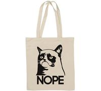 Grumpy Cat Angry Nope Sac fourre-tout en coton naturel Blanc
