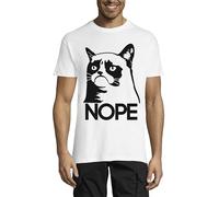 Grumpy Cat Angry Nope T-Shirt à col Rond pour Hommes Blanc Medium
