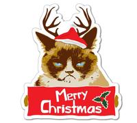 Grumpy Cat Merry Christmas Xmas Santa Hat Sticker Decal Funny Vinyl Car Bumper