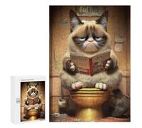 Grumpy Cat Reading Book Puzzle 1000 Pièces Educa Jouet en Bois Cadeau Unique Décoration Intérieure Jeu Éducatif Challenge Toy Adultes Et Enfants À Partir De 14 Ans 300 PCS